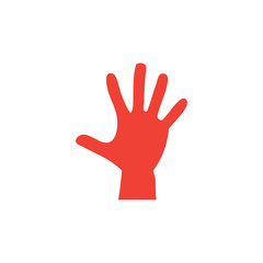 Fototapeta na wymiar Hand Red Icon On White Background. Red Flat Style Vector Illustration.
