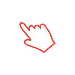 Hand Line Red Icon On White Background. Red Flat Style Vector Illustration.