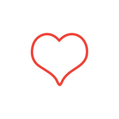 Heart Line Red Icon On White Background. Red Flat Style Vector Illustration.