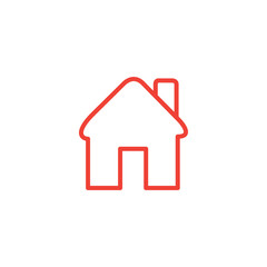 Home Line Red Icon On White Background. Red Flat Style Vector Illustration.