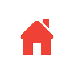 Home Red Icon On White Background. Red Flat Style Vector Illustration.
