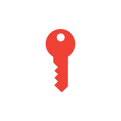 Key Red Icon On White Background. Red Flat Style Vector Illustration.