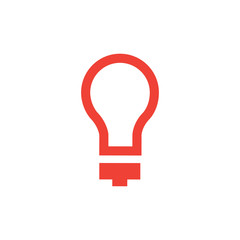 Light Bulb Red Icon On White Background. Red Flat Style Vector Illustration.