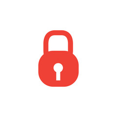 Lock Red Icon On White Background. Red Flat Style Vector Illustration.