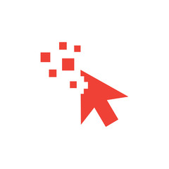 Mouse Cursor Red Icon On White Background. Red Flat Style Vector Illustration.
