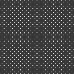 White circles and dots on a black background. Abstract seamless circles background.