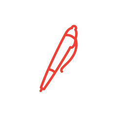 Pen Line Red Icon On White Background. Red Flat Style Vector Illustration.