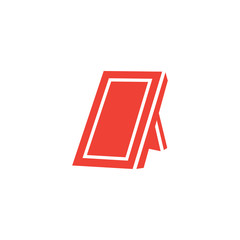 Photo Frame Red Icon On White Background. Red Flat Style Vector Illustration.