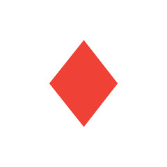 Playing Card Diamond Red Icon On White Background. Red Flat Style Vector Illustration.