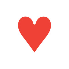 Playing Card Heart Red Icon On White Background. Red Flat Style Vector Illustration.