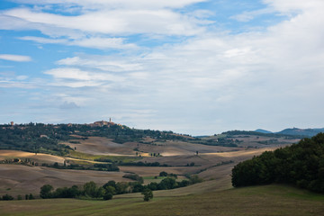 Fototapeta na wymiar Typical rural landscape panorama at south Tuscany, Siena province, Tuscany, Italy