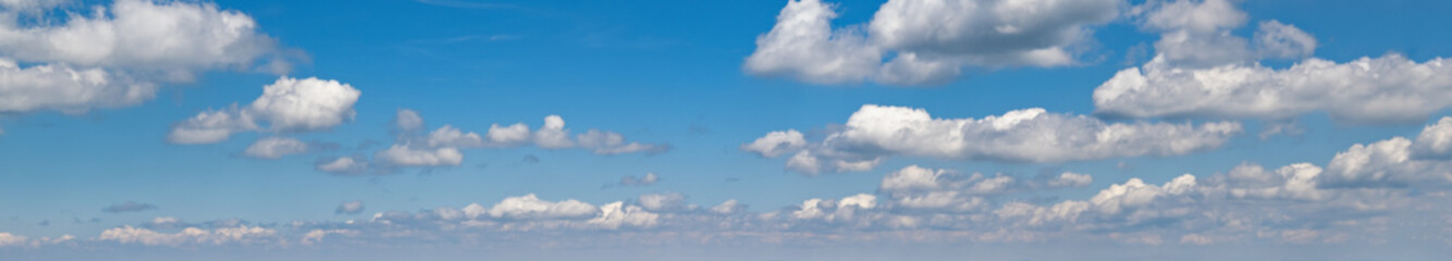 Blue sky with clouds (wide background panorama).