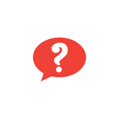 Question Red Icon On White Background. Red Flat Style Vector Illustration.
