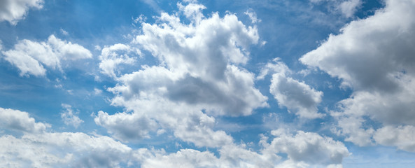 Blue sky with clouds (wide background panorama).