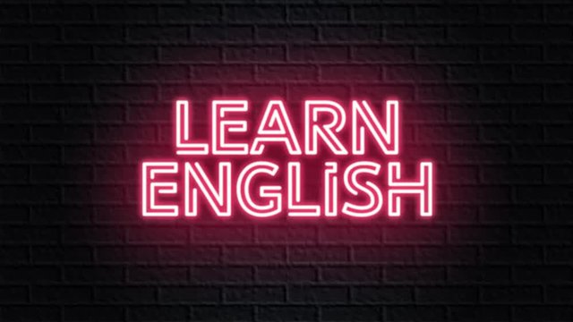 red neon video animation learn english