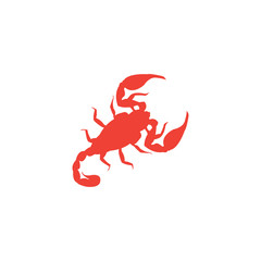 Skorpion Red Icon On White Background. Red Flat Style Vector Illustration.