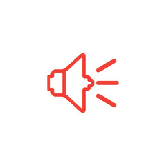Sound Line Red Icon On White Background. Red Flat Style Vector Illustration.