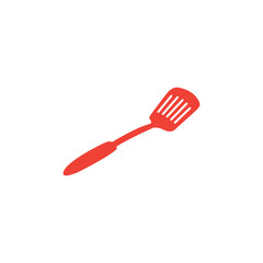 Spatula Red Icon On White Background. Red Flat Style Vector Illustration.