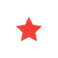 Star Red Icon On White Background. Red Flat Style Vector Illustration.
