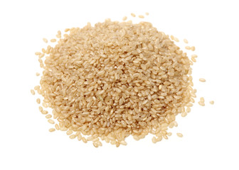 Brown Rice on white background