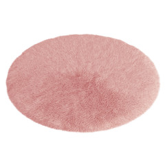 Pink brown carpet made of sheepskin wool on an isolated background. 3D rendering
