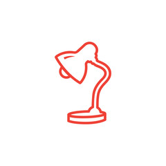 Table Lamp Line Red Icon On White Background. Red Flat Style Vector Illustration.