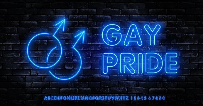 Gay Pride neon logo. LGBT neon signs vector design template. light banner design element colorful modern design trend, night bright advertising, bright sign. Vector illustration