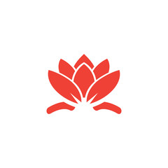 Water Lily Red Icon On White Background. Red Flat Style Vector Illustration