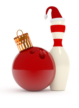 Christmas bowling 3d concept