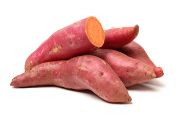 sweet potatoes on the white background