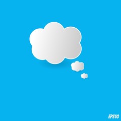Bevel thought bubble on blue background.vector ilustration