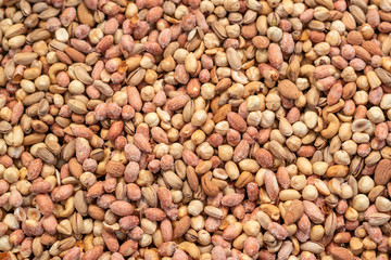 mixed nuts background, organic foods in market