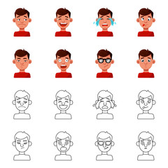 Vector design of face and boy symbol. Collection of face and human stock symbol for web.