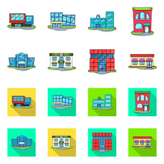 Isolated object of supermarket and building sign. Set of supermarket and local stock vector illustration.