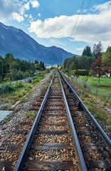 Fototapeta premium Railway in the Chamonix Valley. Alps, France.