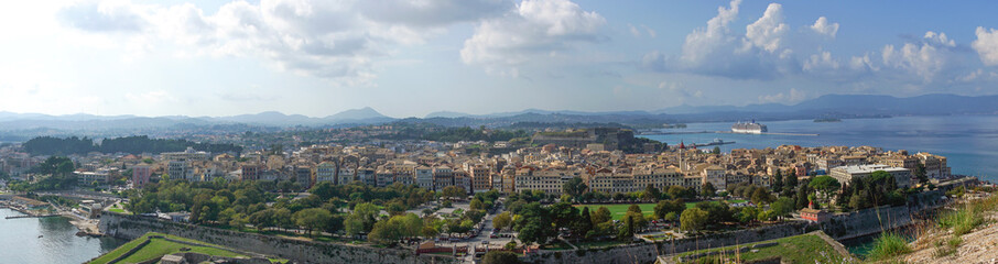 Fototapeta na wymiar Kerkyra, Panoramic view of the city from the top.