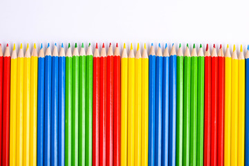  Colorful pencils on white background. Color pencil with copy space