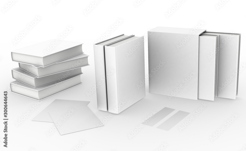 Poster template empty book mockup set white background , 3d rendering