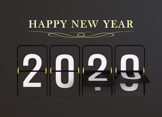 2020 Happy new year analog flip down concept counter with changing numbers.