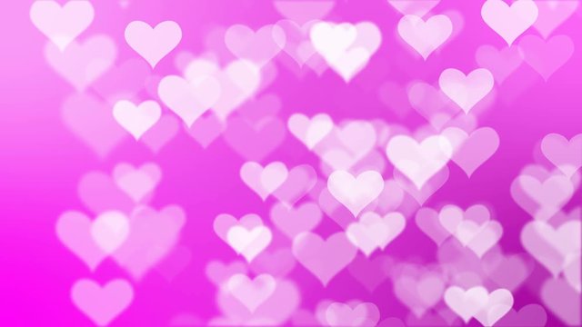 Heart glittering particle background. Abstract glitter defocused pink background. Seamless looping animation.