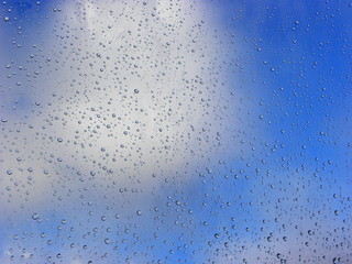 water drops on glass . raindrops on the window