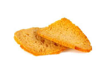 bruschetta (bread) chips isolated on white background
