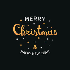 Merry Christmas and Happy New Year lettering template. Vector illustration of Christmas greeting card.