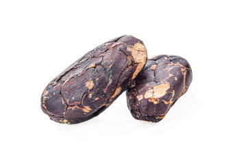 cocoa beans  isolated on white background