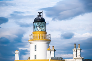 The lighthouse of Chanonry Point at the end of Chanonry Ness, a spit of land extending into the...