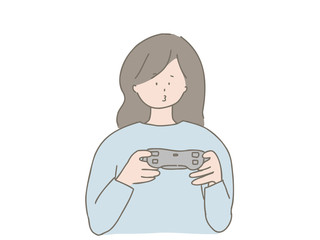 ビデオゲームをする女性