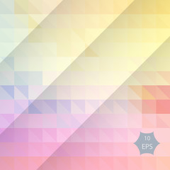 Fototapeta premium Minimalistic design, creative concept, modern diagonal abstract background. Geometric element. Blue, yellow and pink diagonal lines of triangles.
