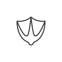 Duck paw print line icon. linear style sign for mobile concept and web design. Duck bird footprint outline vector icon. Symbol, logo illustration. Vector graphics