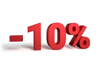 10% discount sale promotion off 3d rendered isolated on white background.