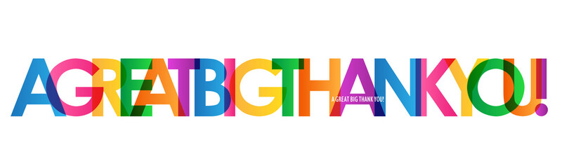 A GREAT BIG THANK YOU! rainbow vector typography banner